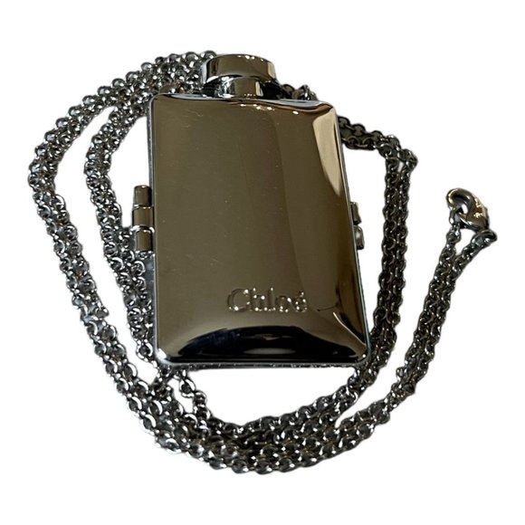 CHLOE: Chloe Logo Silver Tone Bottle Pendant Necklace #1141 - Picture 5 of 9